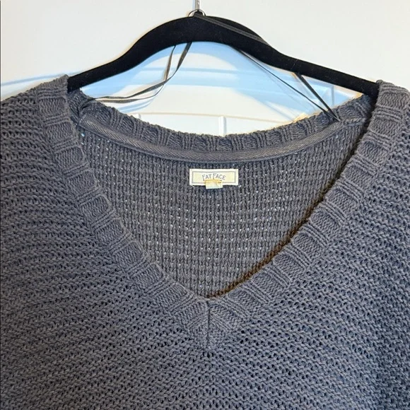 FAT FACE LOOSE KNIT Sweater TOP Grey Short Sleeve Cotton Blend Relaxed Small - Picture 4 of 5